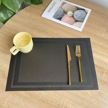 Imagem de Jogo americano de PVC resistente ao calor de 4 peças | Tapetes de mesa de jantar luxuosos, resistentes a manchas e arranhões para pratos 12-1