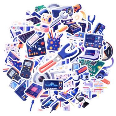 Imagem de 70 peças de ferramentas de tecnologia eletrônica, adesivos de papelaria, adesivos faça-você-mesmo, para celular, guitarra, notebook, mala, copo, mala, geladeira, telefone, bagagem, laptop, guitarra