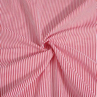 Imagem de DELORIGIN Tecido listrado vermelho branco de 1,75 jarda popelina de algodão estampado 99 cm de largura Tecido de costura de pano de algodão por jarda para decoração de Natal de Halloween, roupas