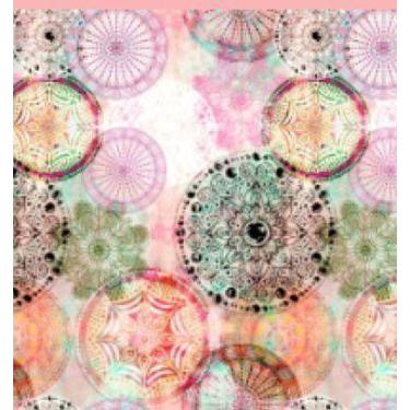 Imagem de Tecido Tricoline Estampa Digital Mandala Rosa Peripan 50 x 150 cm