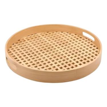 Imagem de Bandeja Em Bambu Redonda Vazada 35cm Palha Para Servir Café