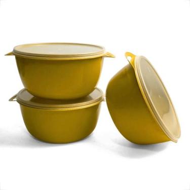 Imagem de Pote Plástico BOWL Marmita 1 Litro Tampa Cristal - GP Plástico, Amarel