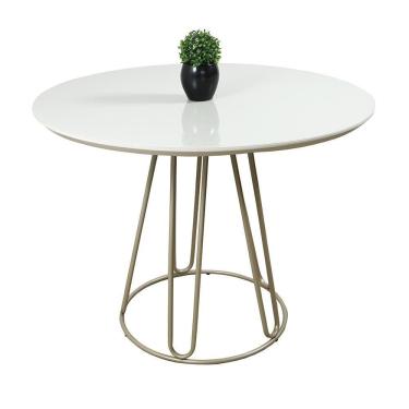 Imagem de Mesa De Jantar Rubi Off White Com Base De Metal Champanhe