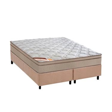 Imagem de Cama Box Queen: Colchão Molas Castor Bonnel Revolution + Base Crc Suede Bege(158X198)