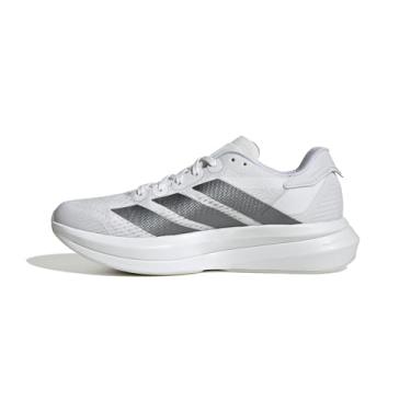 Imagem de adidas Tênis de corrida feminino Duramo Speed 2, Branco/ferro metálico/cinza claro, 39