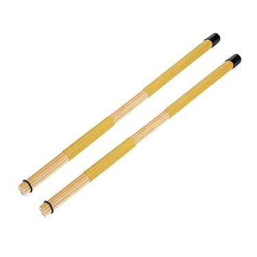 Imagem de RiToEasysports Artesanato Fino, Escovas de Tambor de Bambu, Baquetas Duráveis, Baquetas Confortáveis ​​para Amantes de Tons Claros, Vermelho, Amarelo, Preto, Azul, 1 par de 15,87 Polegadas para