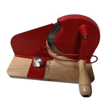 Imagem de Bothyi Fatiador de pão manual para pão de fermentação, versátil com base de sucção, eficiente fatiador manual com manivela para queijos, restaurantes, Vermelho