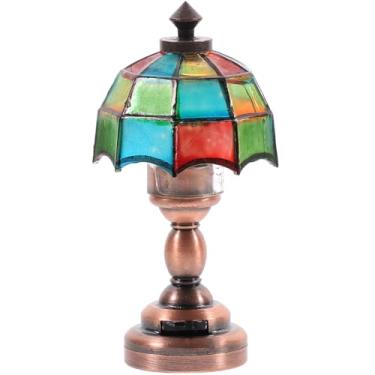 Imagem de EXCEART 1 peça 1:12 escala casa de bonecas lâmpada de mesa miniatura casa de bonecas abajur DIY casa de bonecas com luz LED para casa de bonecas micro decorações de paisagem