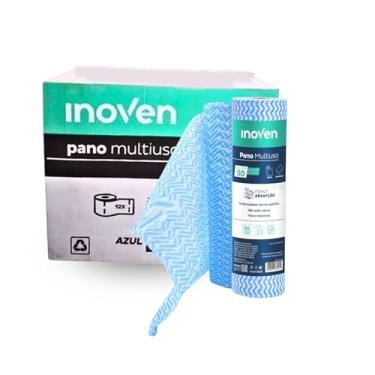 Imagem de Pano Multiuso Bobina Perfex 28cm X 25metros - 12 Rolos c/ 50 Unidades - Azul - Rolo de Limpeza Lavável e Reutilizável