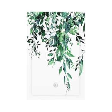 Imagem de DWBGUO Capas decorativas para interruptores de folhas de eucalipto verdes rústicas 1 gangue sem dispositivo capas de tomada em branco único placa de parede placa de luz para decoração de casa de