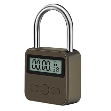 Imagem de LUMINFLY Bloqueio de temporizador de metal de 99 horas, trava de tela LCD USB recarregável, ideal para armários, telefones, lanches e consoles