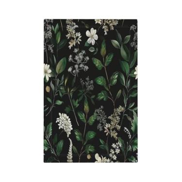 Imagem de SGEDAO Capas decorativas para interruptores, placa, folhas verdes rústicas, flor branca, 1 gangue, sem dispositivo, capas de tomada em branco único, capa para placa de parede, placa de interruptor de