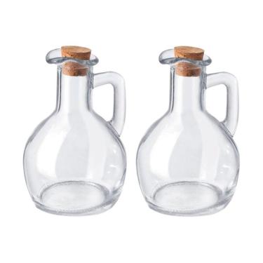 Imagem de Kit 2 Galheteiros De Azeite Vinagre Vidro Com Tampa Cortiça 180ml