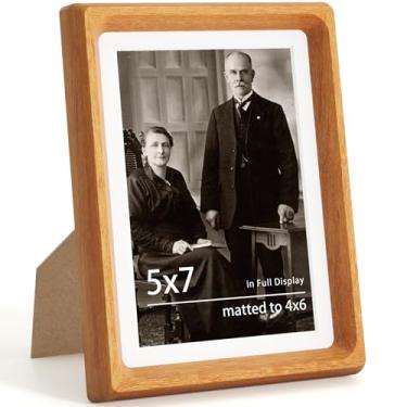 Imagem de Dreamland Molduras de madeira natural foscas para 10 x 15 cm, moldura de madeira maciça teca feita à mão, canto arredondado com tela de vidro temperado HD ou suporte de parede, 1 pacote