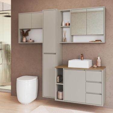Imagem de Conjunto para Banheiro 168cm com 4 Peças Gabinete Suspenso com Cuba Belagavi Arenas