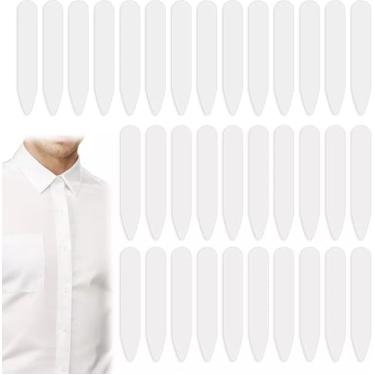 Imagem de Sndperiexam 100 peças de colarinho branco de 5 cm para camisas sociais masculinas, prendedores de colarinho de plástico, fixadores de colarinho de camisa para homens, inserções de colarinho de camisa