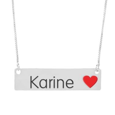 Imagem de Colar Semijoia Nome Personalizado Coração Resinado Karine Banhado em Prata 1000-999001890
