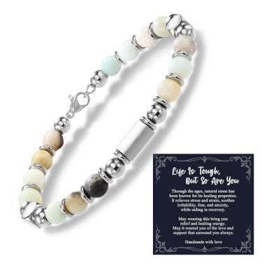 Imagem de Alissl Pulseira de amizade para mulheres, presentes de irmã da amizade, pulseiras de pedra natural com contas para meninas adolescentes, presentes de confirmação de aniversário para mulheres e meninas