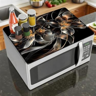 Imagem de Capa de microondas, resistente ao calor, antiderrapante, protetor de balcão, não apagável, impermeável, para lavadora, geladeira de micro-ondas (flor, 45 x 35 cm)