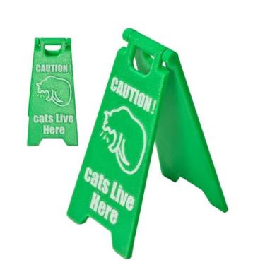 Imagem de Placa de cuidado para gatos - placas engraçadas de gato impressas em , novidade sinal de cuidado requintado para mordaça, placa de gato de quintal para uso doméstico, uso ao ar livre