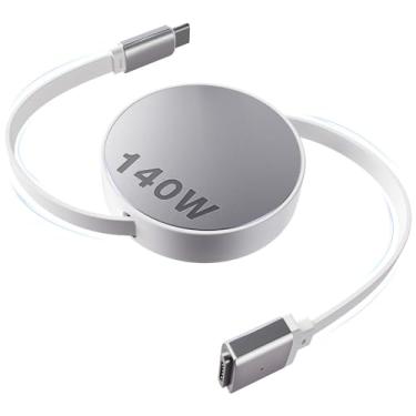 Imagem de Hugener 3 cabos retráteis magnéticos USB-C de 5,4 pés para carregador M4/M3/M2 MacBook Air & Pro, 140W Safe 3 para MacBook Air (33.0 cm/38.1 cm 2025/2024/2023/2022), Pro (16 polegadas/14 polegadas