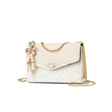 Imagem de CORIOS Bolsa De Ombro Elegante Couro Sintético Para Mulheres - Transversal Com Lantejoulas, Alça Superior, Média, Estilo Hobo, Escritório, Compras, Viagem, Bege