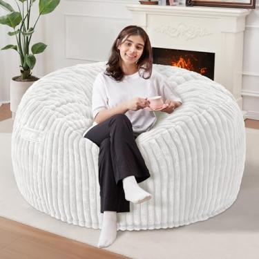 Imagem de Homguava Cadeira de pufe de 9,5 m, pufe grande, poltronas grandes para adultos com enchimento de espuma de memória, poltronas confortáveis para pufes de feijão macio com capa de pelúcia com fio