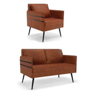 Imagem de Kit 01 Namoradeira E 01 Poltrona Corano Nozes