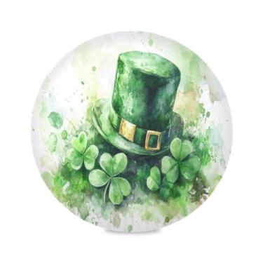 Imagem de Blueangle Jogo americano redondo com chapéu de São Patrício, conjunto de 4 tapetes de mesa de poliéster, fácil de limpar, resistente ao calor, limpável, para mesa de jantar (191)