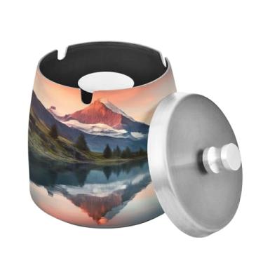 Imagem de Blueangle Cinzeiro de montanhas com tampa para cigarros, à prova de vento/chuva, aço inoxidável, sem fumaça, inodoro, cinzeiro para uso interno ou externo (180)