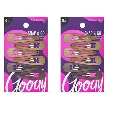 Imagem de Clipes de pressão de cabelo Goody Metal Contour 6 unidades Brunette x2