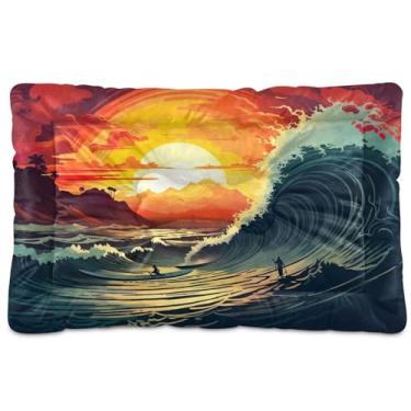 Imagem de SEHANY Cama para cães Sea Wave Cama de gato com fundo antiderrapante, cama de canil, colchão macio para animais de estimação, lavável para cães pequenos, médios e grandes, gatos, 91 x 61 cm