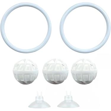 Imagem de LQMBABY 2 peças de brinquedos de enriquecimento de anel betta com espelho Betta, acessórios para aquários de peixes, anel de treinamento e espelho flutuante para aquário, anéis de alimentação de