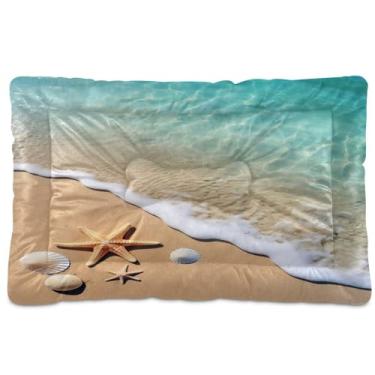 Imagem de SEHANY Cama de gato com estrela do mar, praia, para cães, com fundo antiderrapante, caixa de canil, colchão macio para animais de estimação, lavável, almofada de cama para cães pequenos, médios e