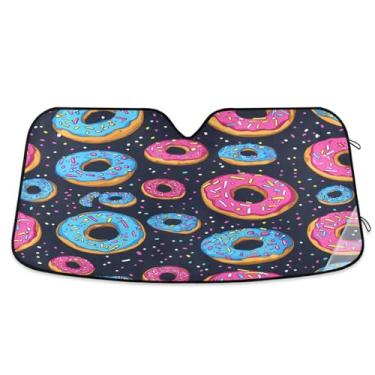 Imagem de ATTX Pára-brisas de carro colorido Donuts 139.7 cm x 70.1 cm Protetor solar universal com proteção UV, persiana de janela frontal automática dobrável para caminhões Sedans SUVs #711