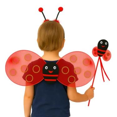 Imagem de Fantasia De Abelha Infantil Com Asa, Antena e Varinha Carnaval, Festa (Vermelho)