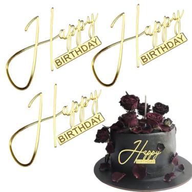 Imagem de 1/3/5 PCS Acrylic "Happy Birthday" Cake Topper - Modern Letter Graphic Cake Decor, Ideal for Birthday Party Decorations, Perfect Memento for Family and Friends (3PCS)
