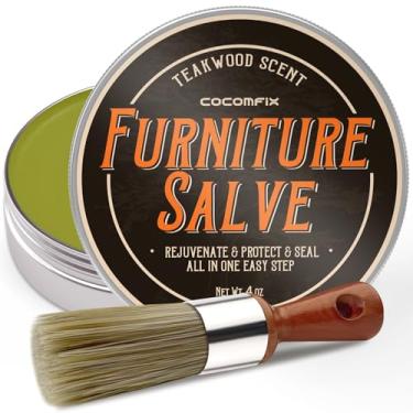 Imagem de cocomfix Pomada de móveis para couro com escova – Condicionador, polidor e restaurador totalmente natural de 118 ml para sofás, sapatos, madeira, vinil – Pomada de reparo de couro e móveis com toalha