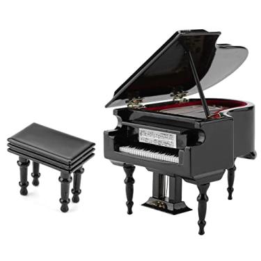 Imagem de Requintado modelo de mini piano de madeira decoração de exibição para casa café ornamento artesanal decoração de piano em miniatura para mesa prateleira de mesa madeira natural