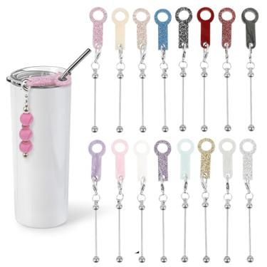 Imagem de 16 peças de pingentes com contas, suprimentos para fazer joias DIY, kit de pulseiras com pingente de cores mistas, corrente de barra com contas, acessórios de garrafa de contas, pingente de presente