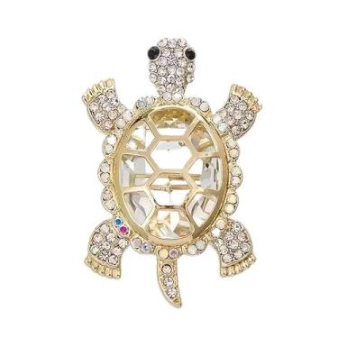 Imagem de Broche requintado em forma de tartaruga de strass, acessório de roupa elegante para terno, presente ideal para amantes da moda, branco