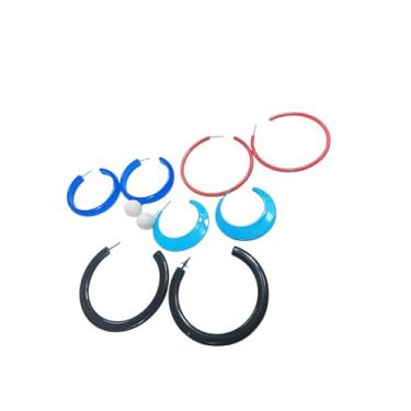 Imagem de Brincos Argola Coloridos Verão Kit 5 Pares Em Silicone