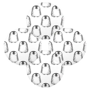 Imagem de Wassud Jogo americano conjunto de 4 tapetes redondos de pinguim fofos para cozinha e jantar, tapetes laváveis e resistentes ao calor, decoração de mesa 39 cm