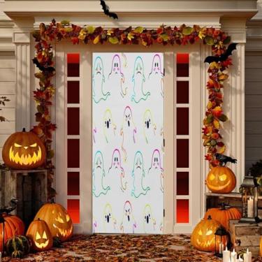 Imagem de Wassud Decoração de porta colorida Boo-boos banner interno externo decoração de casa de varanda grande decoração de porta da frente 96 x 98 polegadas