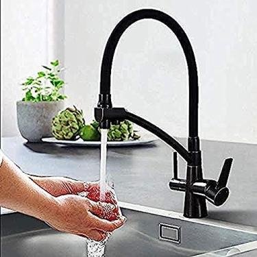 Imagem de YYBOES Torneira Torneira de pia de cozinha de alça dupla torneira misturadora de filtro de água torneira de cozinha torneira de água quente e fria