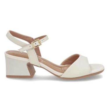 Imagem de Sandália Usaflex Feminina Salto Geométrico Couro Casual AM22004-Feminino