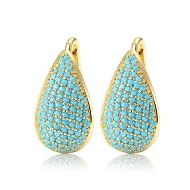 Imagem de Brincos vintage femininos de argola azul joias de ouro grosso presentes roupas ocidentais joias acessórios modernos, Large, Zinco, Sem pedra preciosa