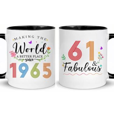 Imagem de Choinn 1965 Presentes de aniversário de 61 anos para mulheres e homens, presente de aniversário de 61 anos, caneca de café para mãe, pai, avó, vovô, ideias de presentes de aniversário de 61 anos, Dia