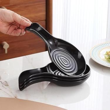 Imagem de 2 colheres de descanso para cozinha, suporte de colher de plástico para balcão de cozinha, suporte de utensílios para colheres, pinças, espátulas, suporte de colher para fogão, descanso de espátula