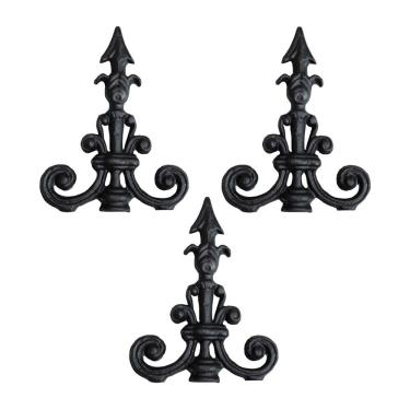 Imagem de Kit 3 Ponteira Ponta De Lança Ferro N19 Grade Muro 23X18Cm